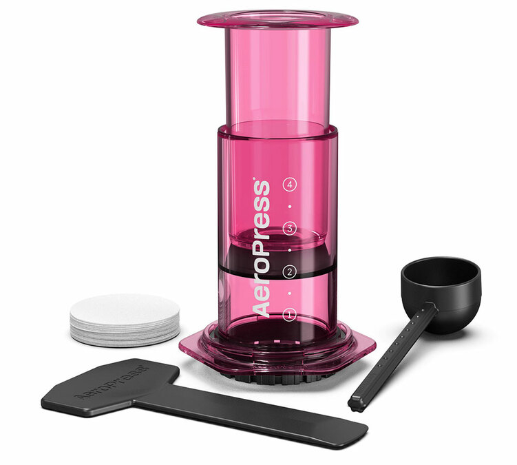AeroPress Clear pink coffee maker