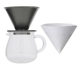 Kit Dripper SCS-01 noir + Carafe Kinto verre 600ml - Slow Coffee - Kinto