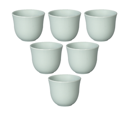 6 Tasses à café embossé 150 ml bleu céladon - LOVERAMICS