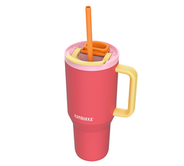 Gourde isotherme avec paille Rio Pink papaya - 95 cl - KAMBUKKA